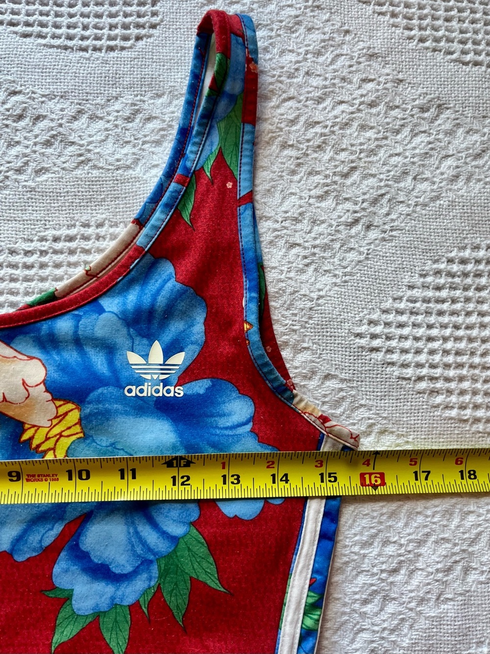 adidas x Farm Rio Chita Red & Blue Floral Bodycon Tank Dress - Picture 10 of 13